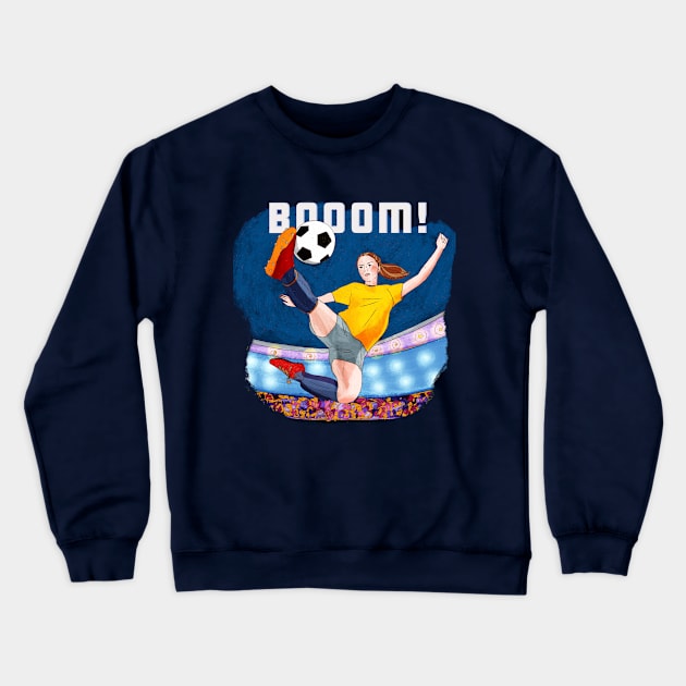 Booom! Soccer girl Crewneck Sweatshirt by SW10 - Soccer Art